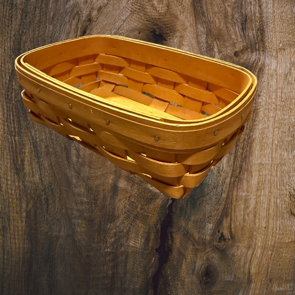 Longaberger Handwoven Basket 2001 TSV Rectangular‎ Wooden Storage
